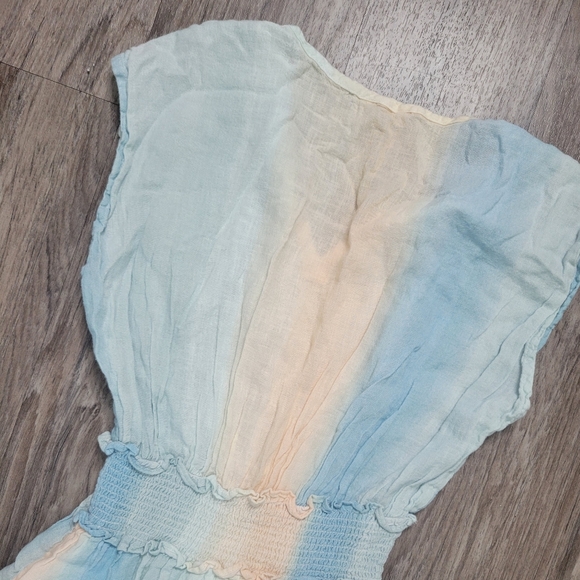 Rails Ashlyn Sunset Gradient Smocked Waist Linen Rayon Blend Dress Pastel XS - Picture 6 of 15